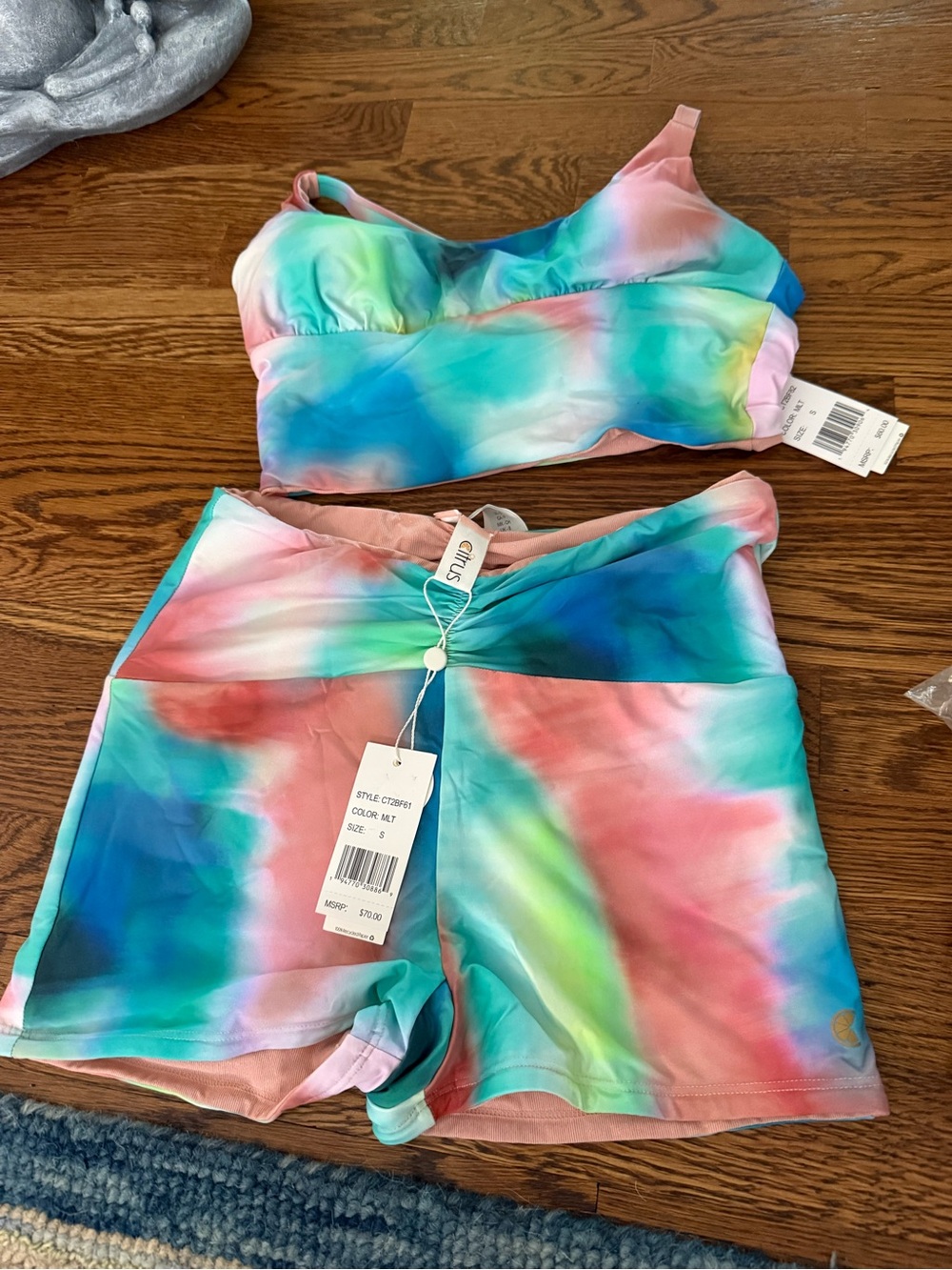 La Blanca Tie-Dye Multicolor Swim Top and Shorts Set
